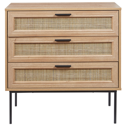 Rattan Chest Of Drawers 3 Drawers Black Frame