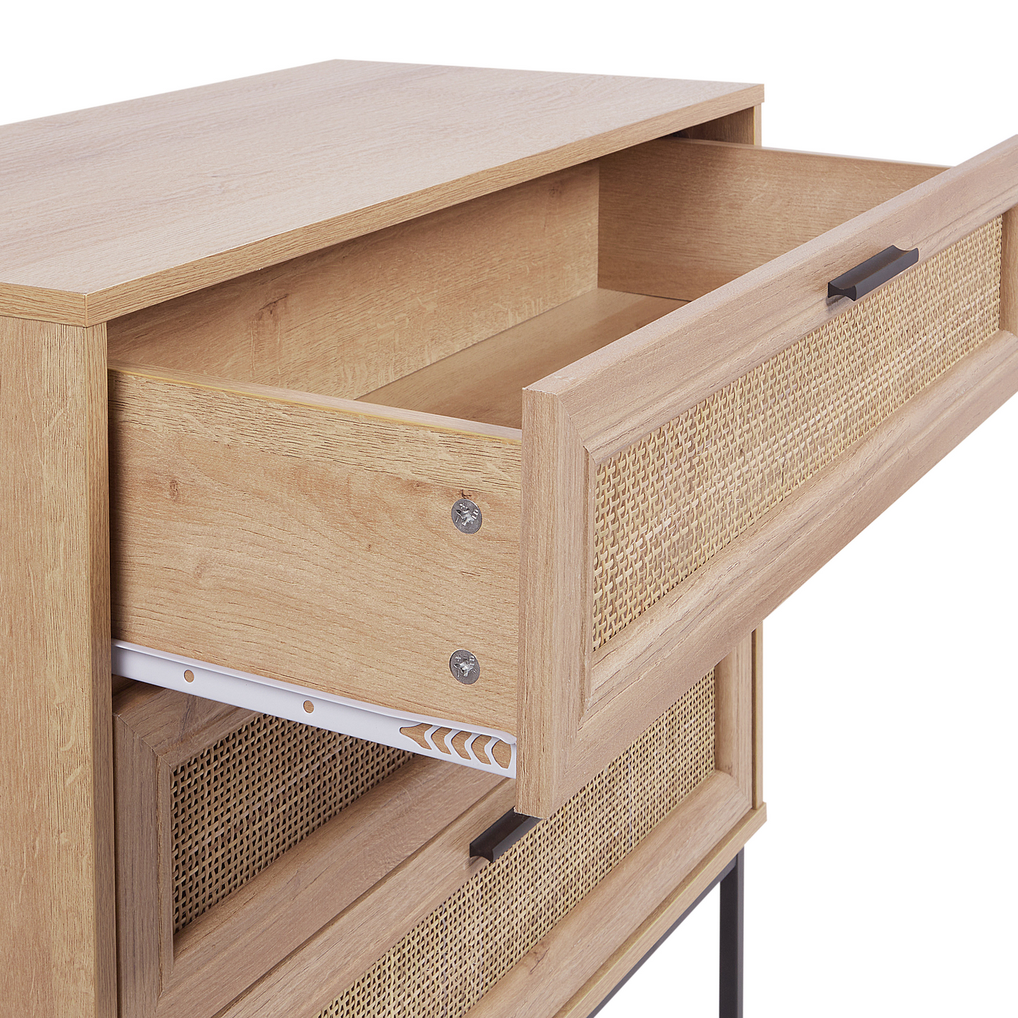 Rattan Chest Of Drawers 3 Drawers Black Frame
