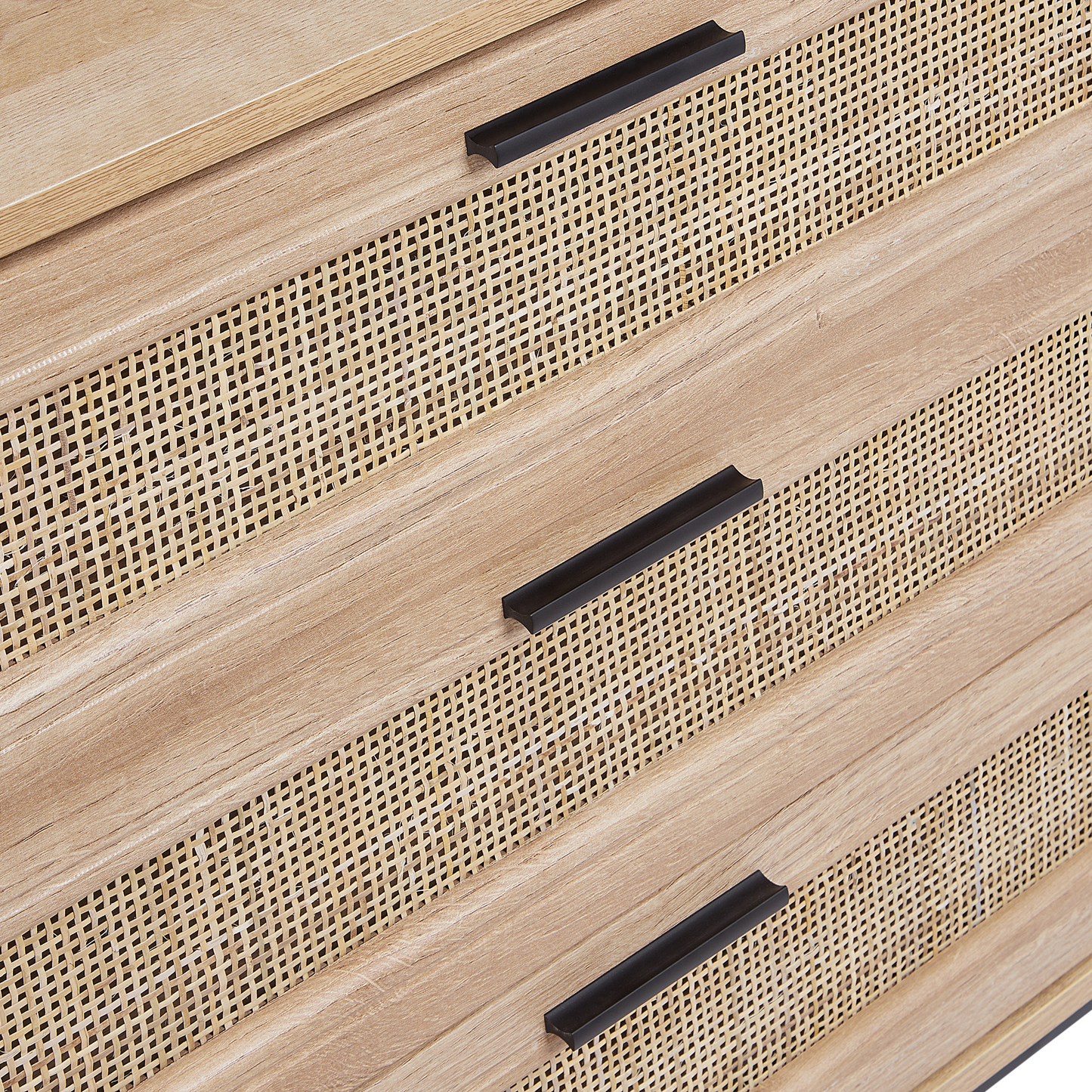 Rattan Chest Of Drawers 3 Drawers Black Frame