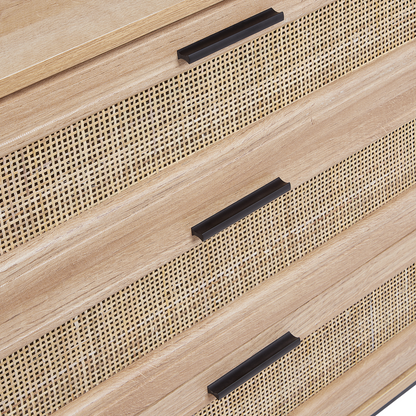 Rattan Chest Of Drawers 3 Drawers Black Frame