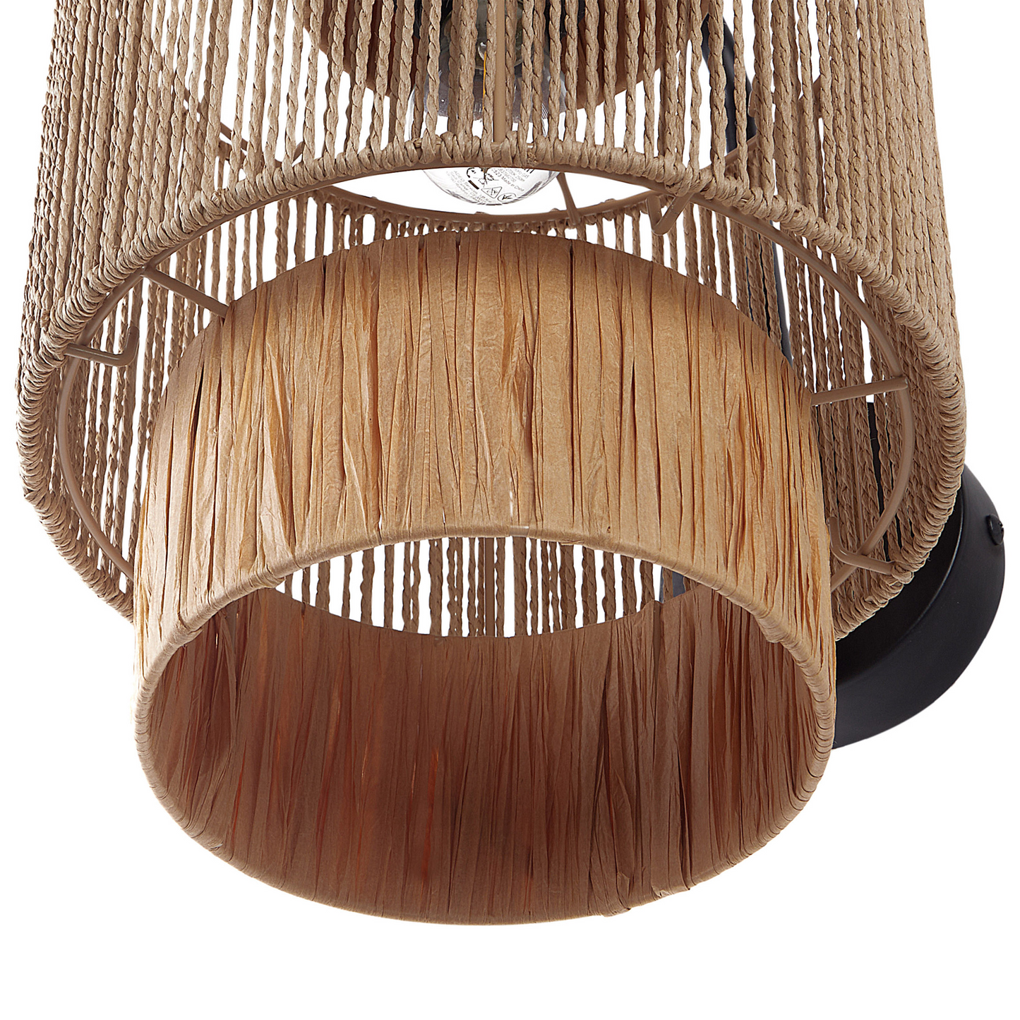 Raffia Wall Lamps Set of 2 Boho Handmade Light Fixtures