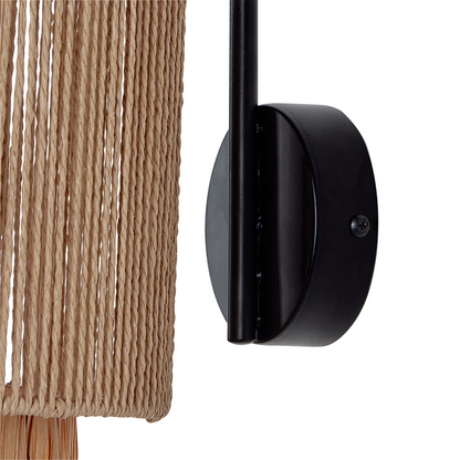 Raffia Wall Lamps Set of 2 Boho Handmade Light Fixtures