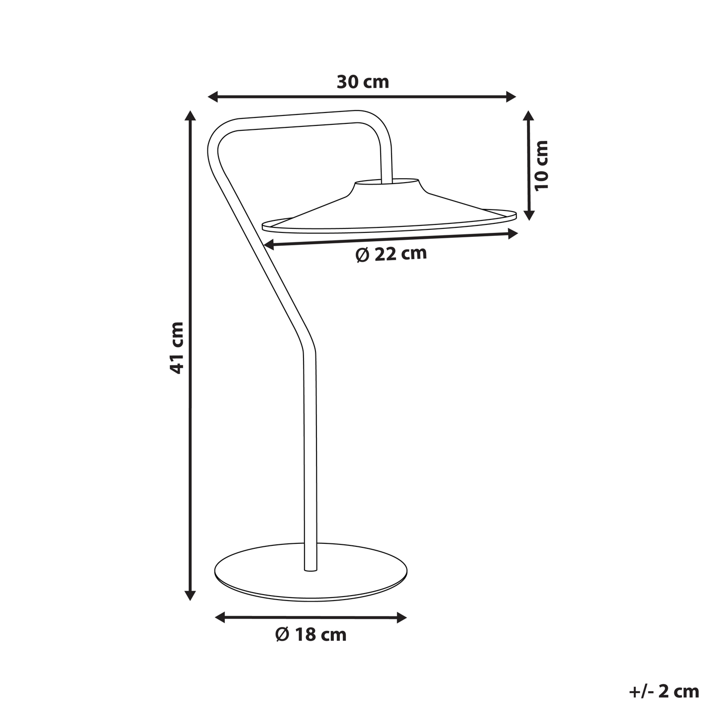 Table LED Lamp Black 41cm Warm Light Modern Durable Iron Construction Living Room Office