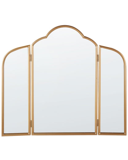 Luminique Table Trifold Makeup Mirror Gold Folding Wings 87 x 77cm