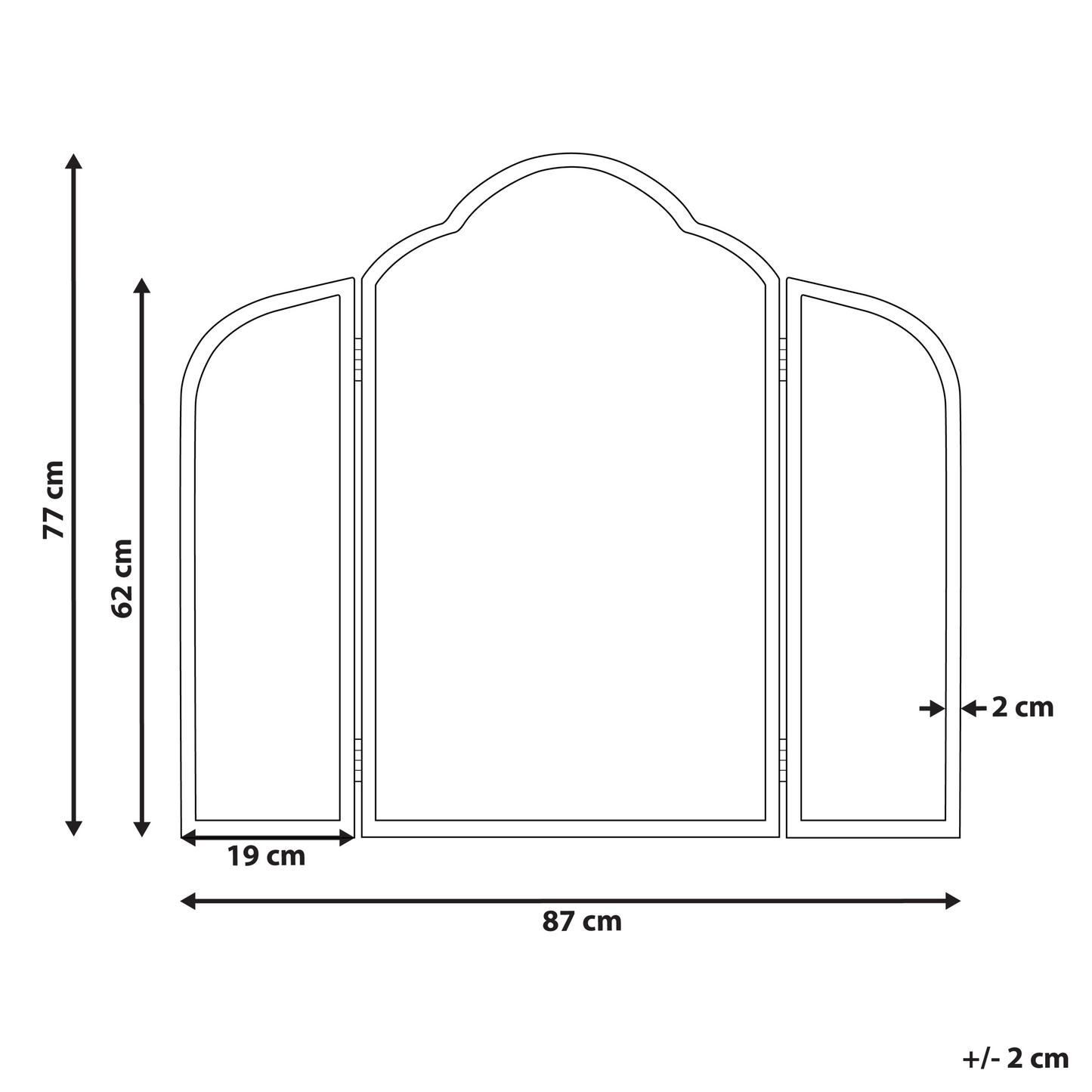 Luminique Table Trifold Makeup Mirror Gold Folding Wings 87 x 77cm