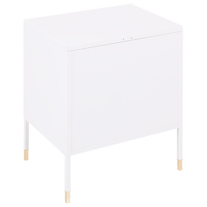Bedside Table White Steel Powder Coated Mesh Door Nightstand