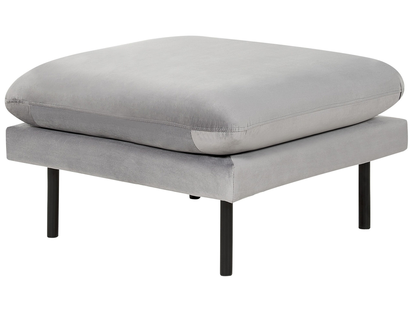 Velvet Ottoman Pillow Top Footstool Grey With Metal Legs