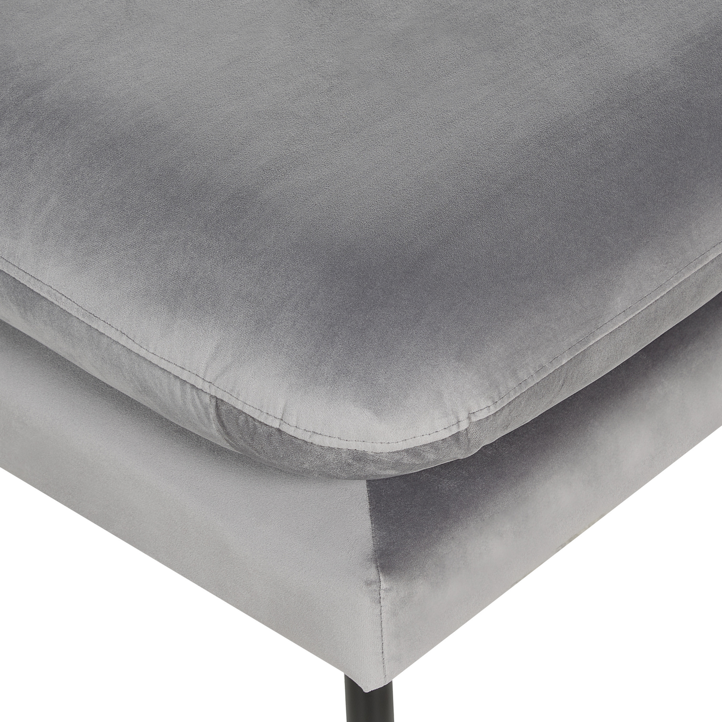 Velvet Ottoman Pillow Top Footstool Grey With Metal Legs