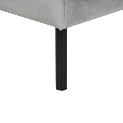 Velvet Ottoman Pillow Top Footstool Grey With Metal Legs