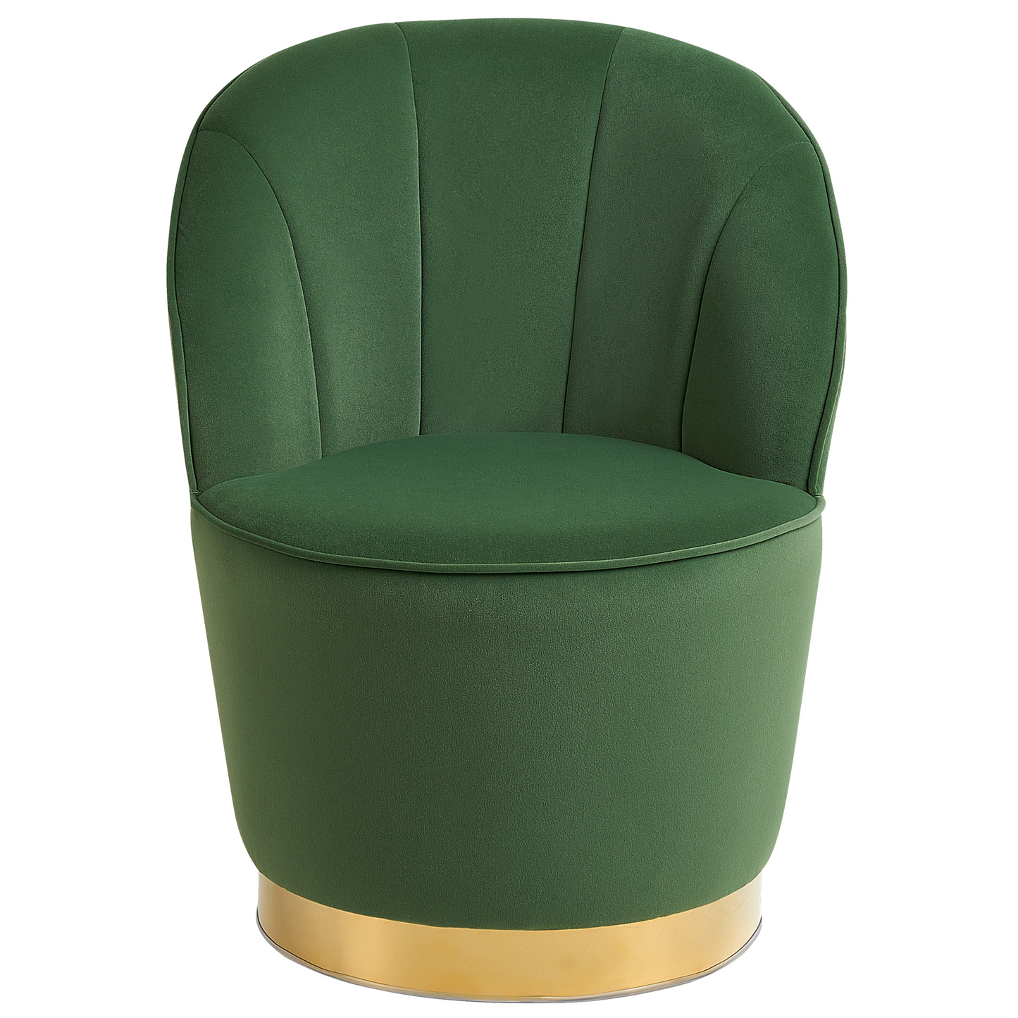 Armchair Green Velvet Round Tub Chair With Gold Metal Base Glam Retro Accent