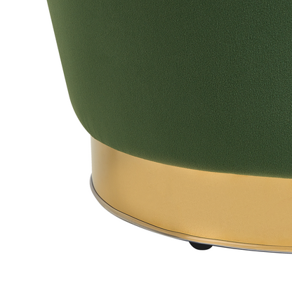 Armchair Green Velvet Round Tub Chair With Gold Metal Base Glam Retro Accent