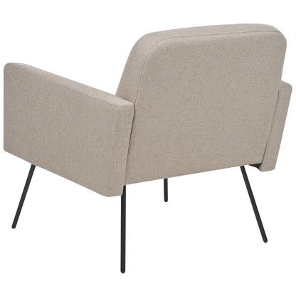 Armchair With Beige Upholstery And Slender Black Metal Legs