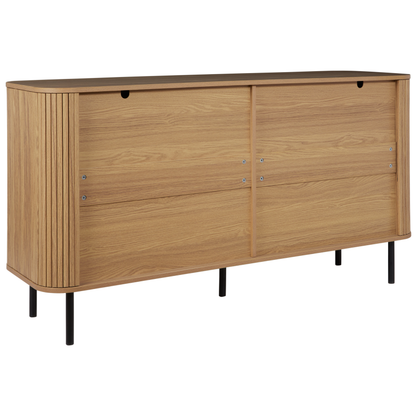 NovaHome Retro Sideboard Chest of Drawers Light Brown with Black Metal Legs 6 Drawers Living Room