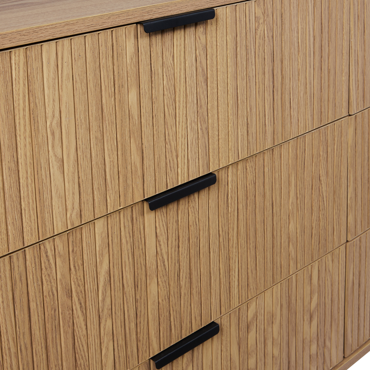 NovaHome Retro Sideboard Chest of Drawers Light Brown with Black Metal Legs 6 Drawers Living Room
