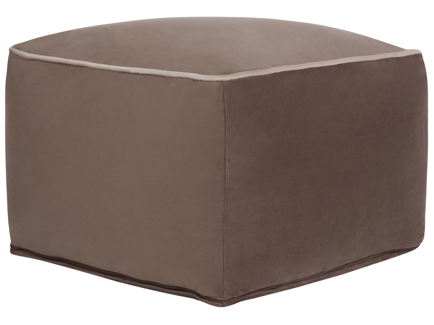Pouffe Brown Velvet EPS Beads Filled Square Boho Modern Footstool Removable Cover