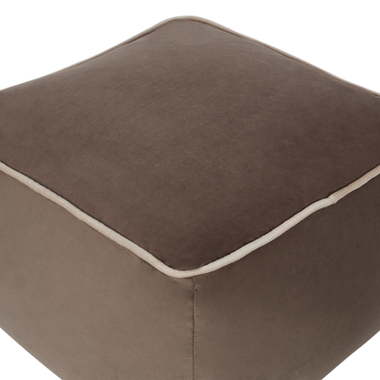 Pouffe Brown Velvet EPS Beads Filled Square Boho Modern Footstool Removable Cover