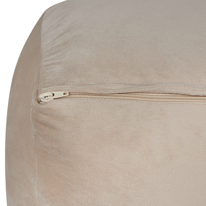 Velvet Pouffe Sand Beige Footstool With EPS Beads