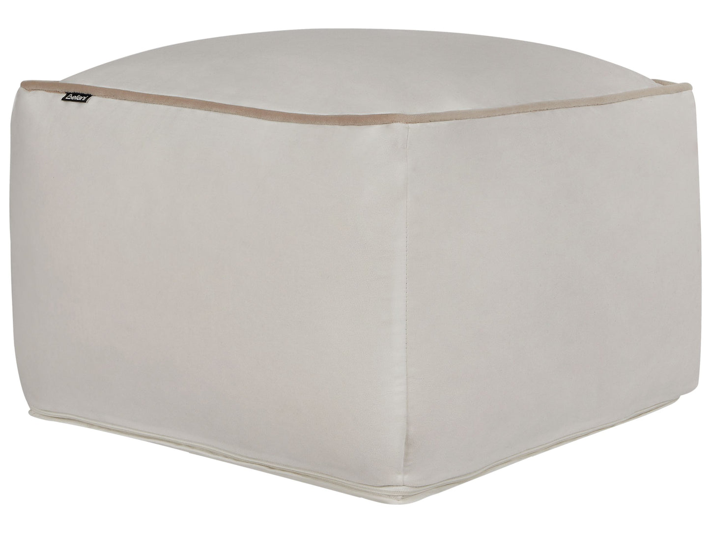 Pouffe Light Beige Velvet EPS Beads Filling Solid Pattern Square Footstool