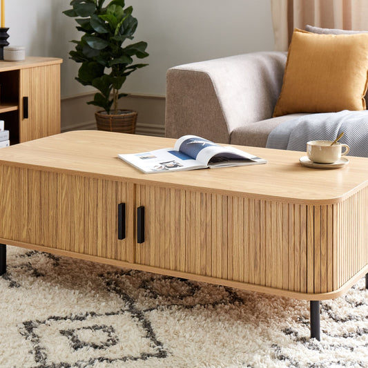 NovaCasa Coffee Table Light Brown With Black Legs 120x60 cm