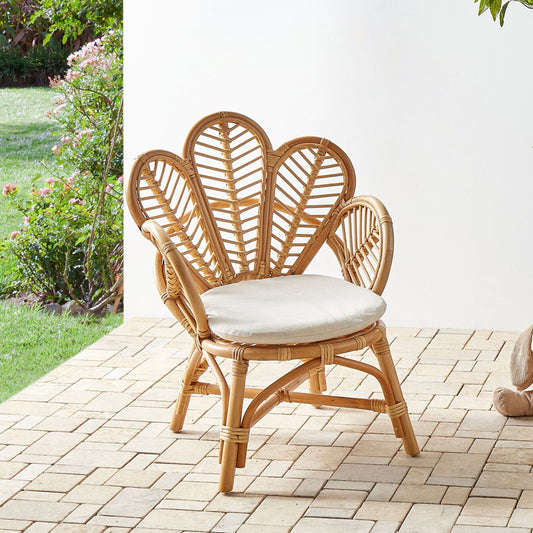 Peacock Kids Chair Natural Rattan 58 x 55 x 70cm Boho