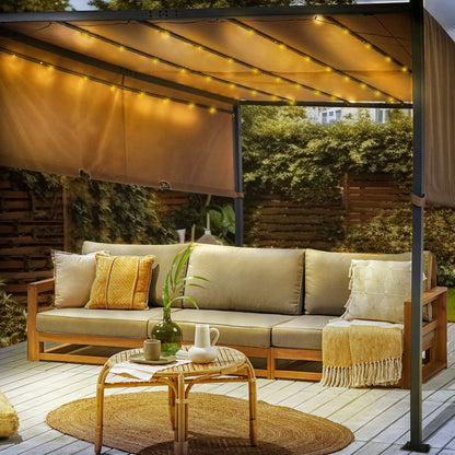 Pergola 310 x 310 Brown Steel Frame With Solar LED Lights