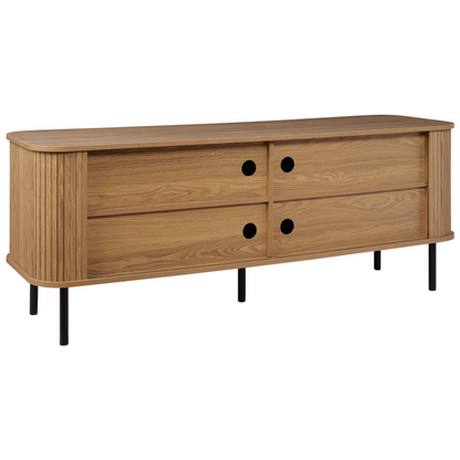Brand TV Stand 70Inch With Light Brown Legs And Sliding Doors