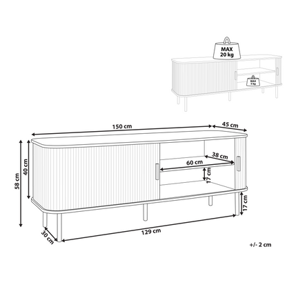 Brand TV Stand 70Inch With Light Brown Legs And Sliding Doors