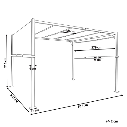 Pergola 310 x 310 Brown Steel Frame With Solar LED Lights