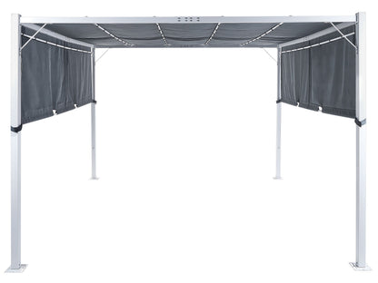 Pergola Grey 310 x 310cm Steel Frame Fabric Shade Solar LED