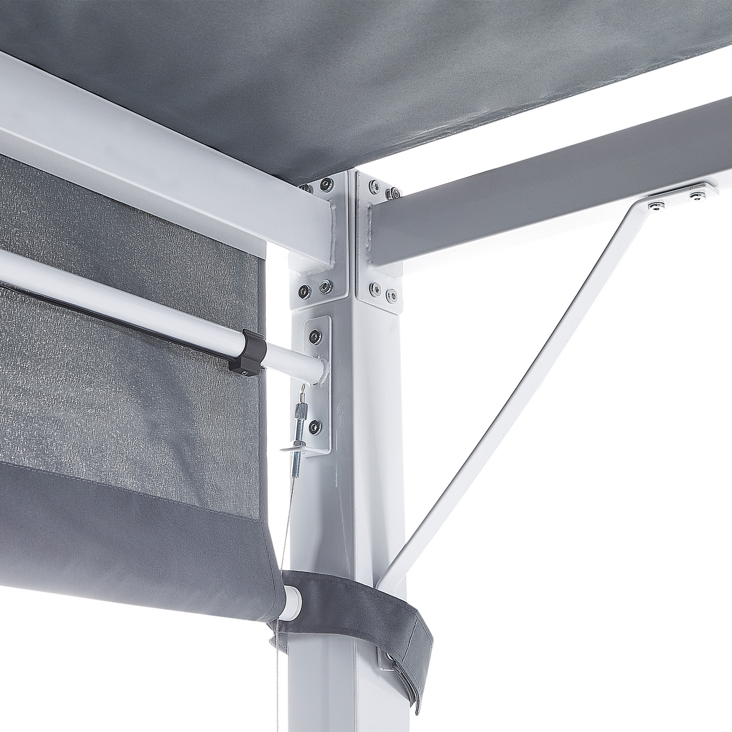 Pergola Grey 310 x 310cm Steel Frame Fabric Shade Solar LED
