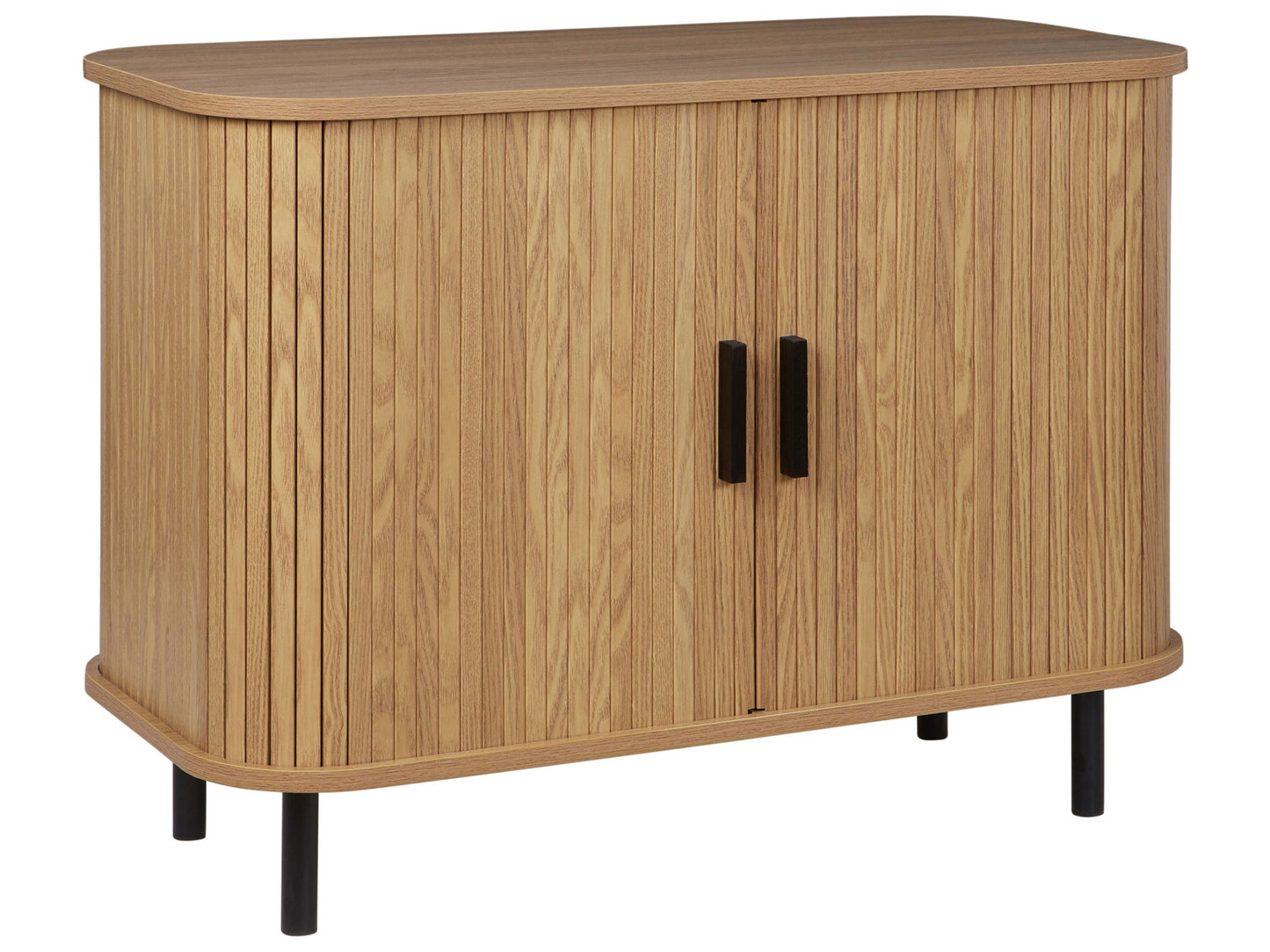 LuxoSide Retro Sideboard With Sliding Doors Light Brown Black Legs