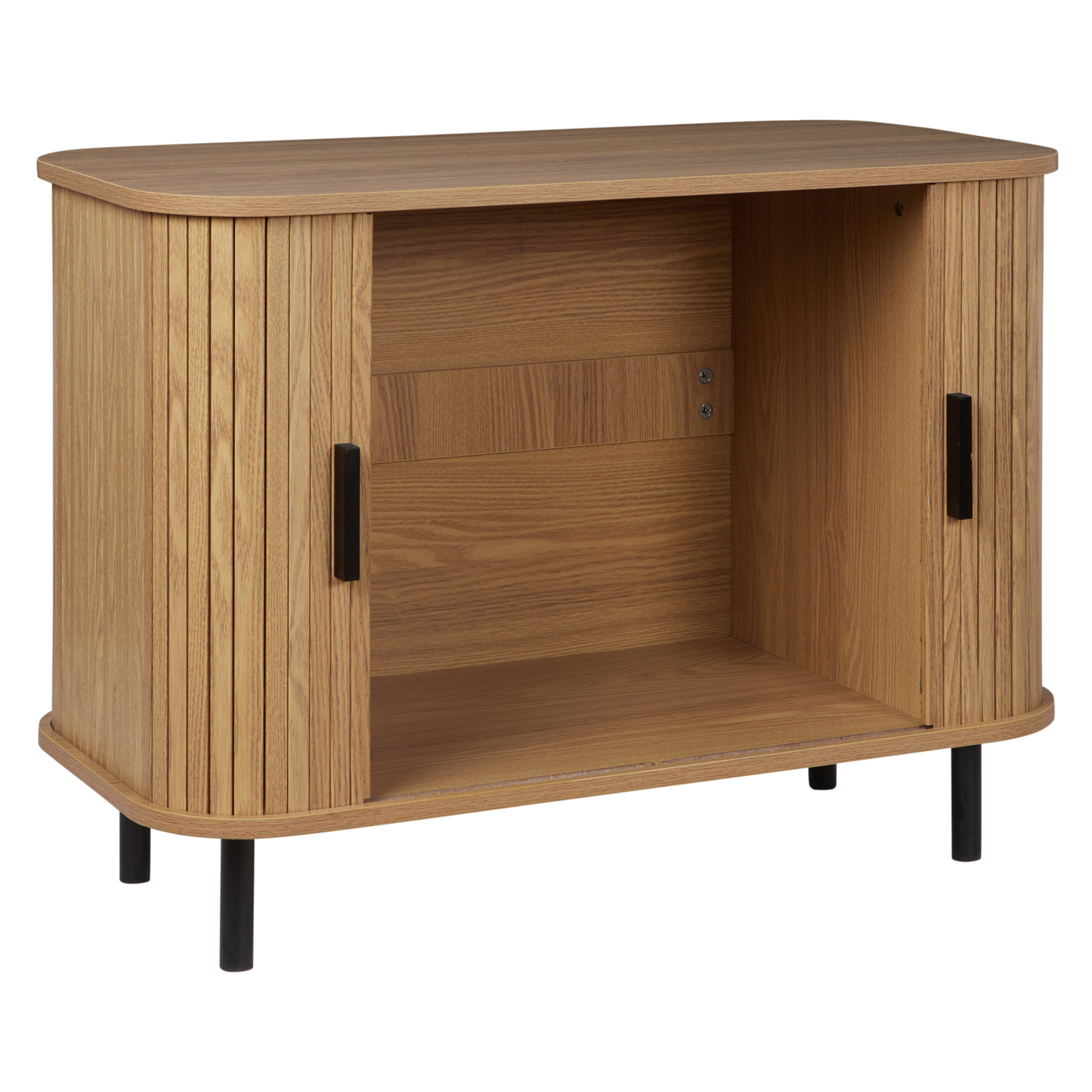 LuxoSide Retro Sideboard With Sliding Doors Light Brown Black Legs
