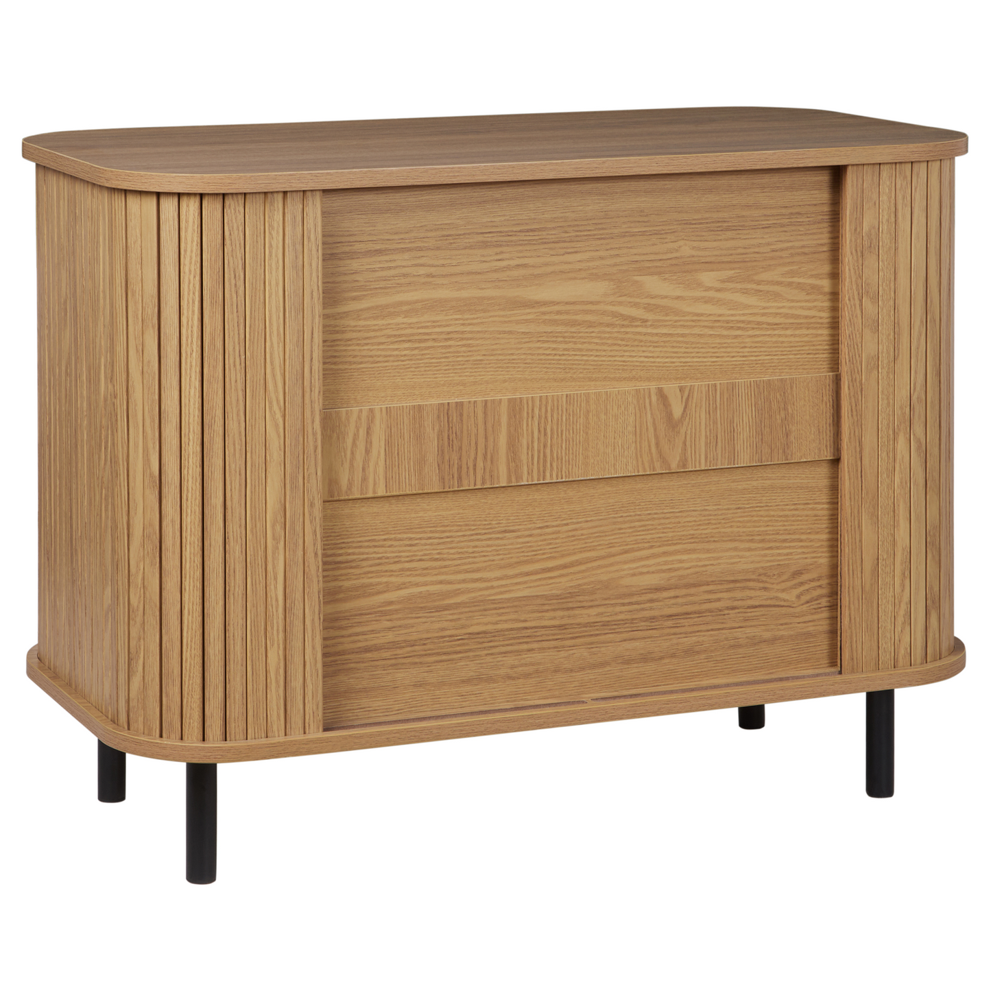 LuxoSide Retro Sideboard With Sliding Doors Light Brown Black Legs