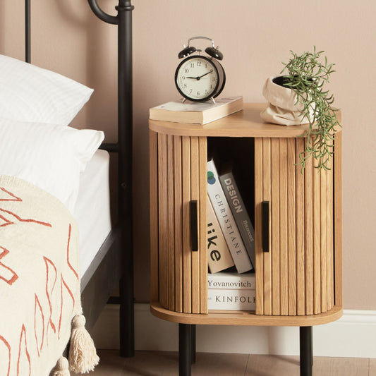 NovaHome Nightstand Bedside Table 40x30cm Retro Sliding Cabinet