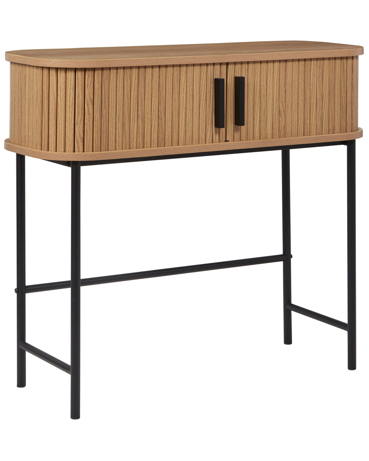 NovaHome Console Table Light Brown With Black Metal Legs 80x30 cm