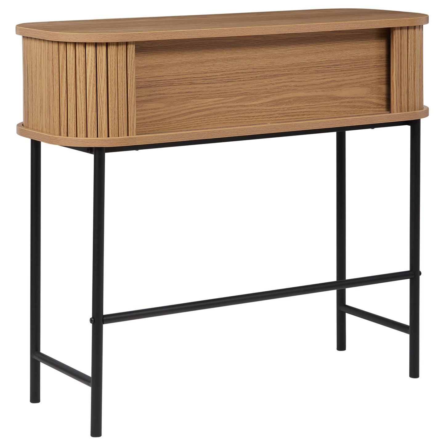 NovaHome Console Table Light Brown With Black Metal Legs 80x30 cm