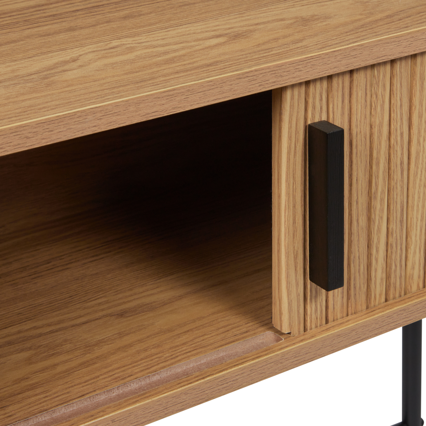 NovaHome Console Table Light Brown With Black Metal Legs 80x30 cm