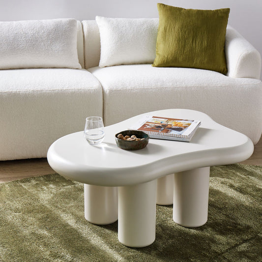 LuxeLiving White Oval Coffee Table 100x70x40cm MDF Top PVC Legs