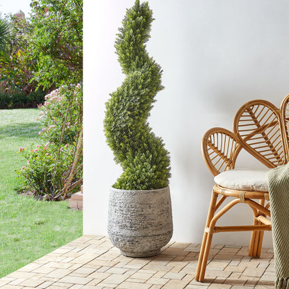Green Potted Spiral Tree 126cm Metal Construction