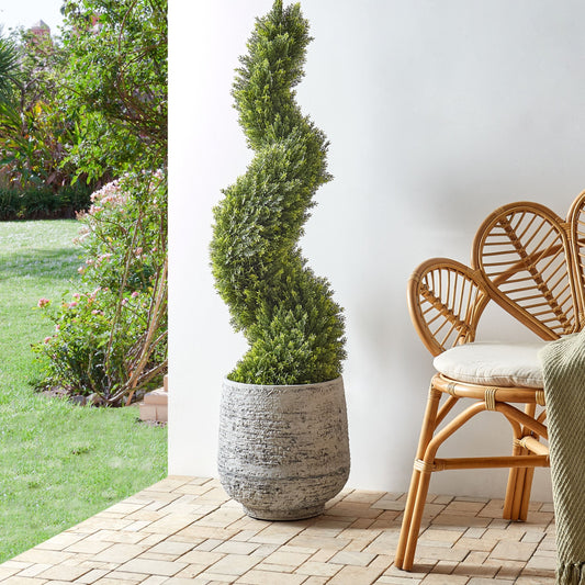 Green Potted Spiral Tree 126cm Metal Construction