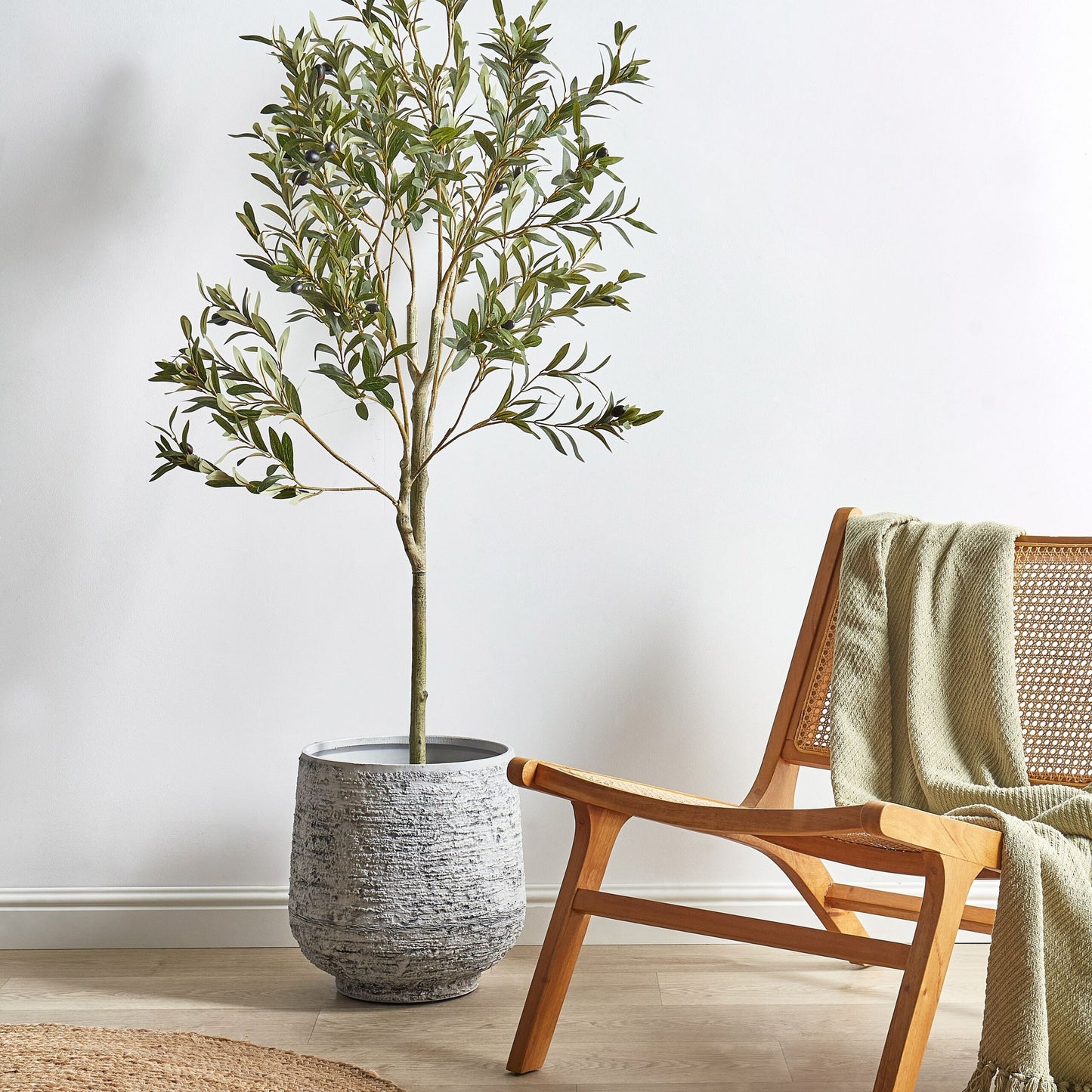 Olive Tree Artificial Potted 153cm Green And Black Indoor Decor