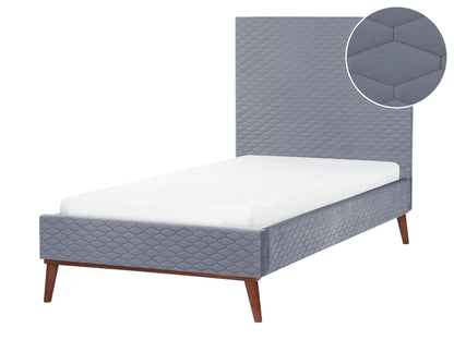 EU Single Bed 3ft Grey Velvet Headboard Honeycomb Quilted