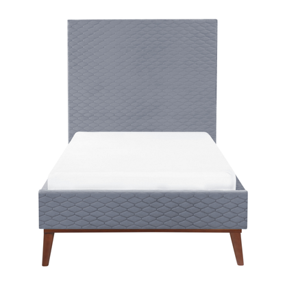 EU Single Bed 3ft Grey Velvet Headboard Honeycomb Quilted