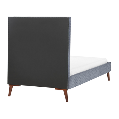 EU Single Bed 3ft Grey Velvet Headboard Honeycomb Quilted