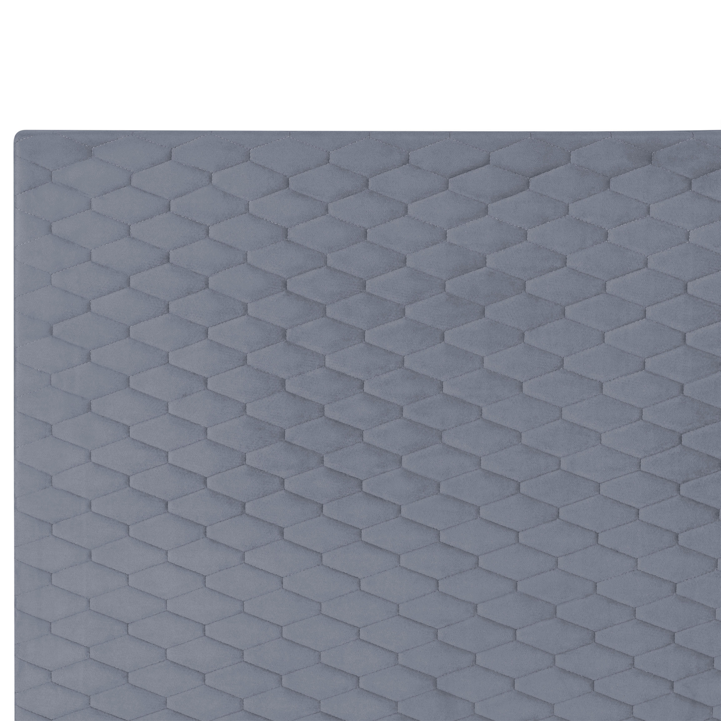 EU Single Bed 3ft Grey Velvet Headboard Honeycomb Quilted