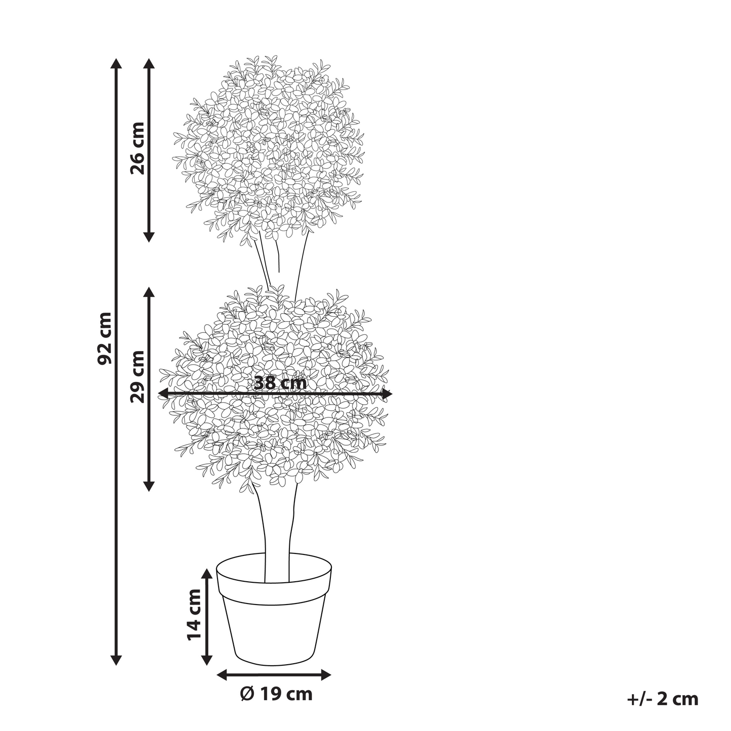 Artificial Buxus Ball Tree 92cm With Realistic Green Leaves Solid Wood Trunk Indoor Outdoor Decor