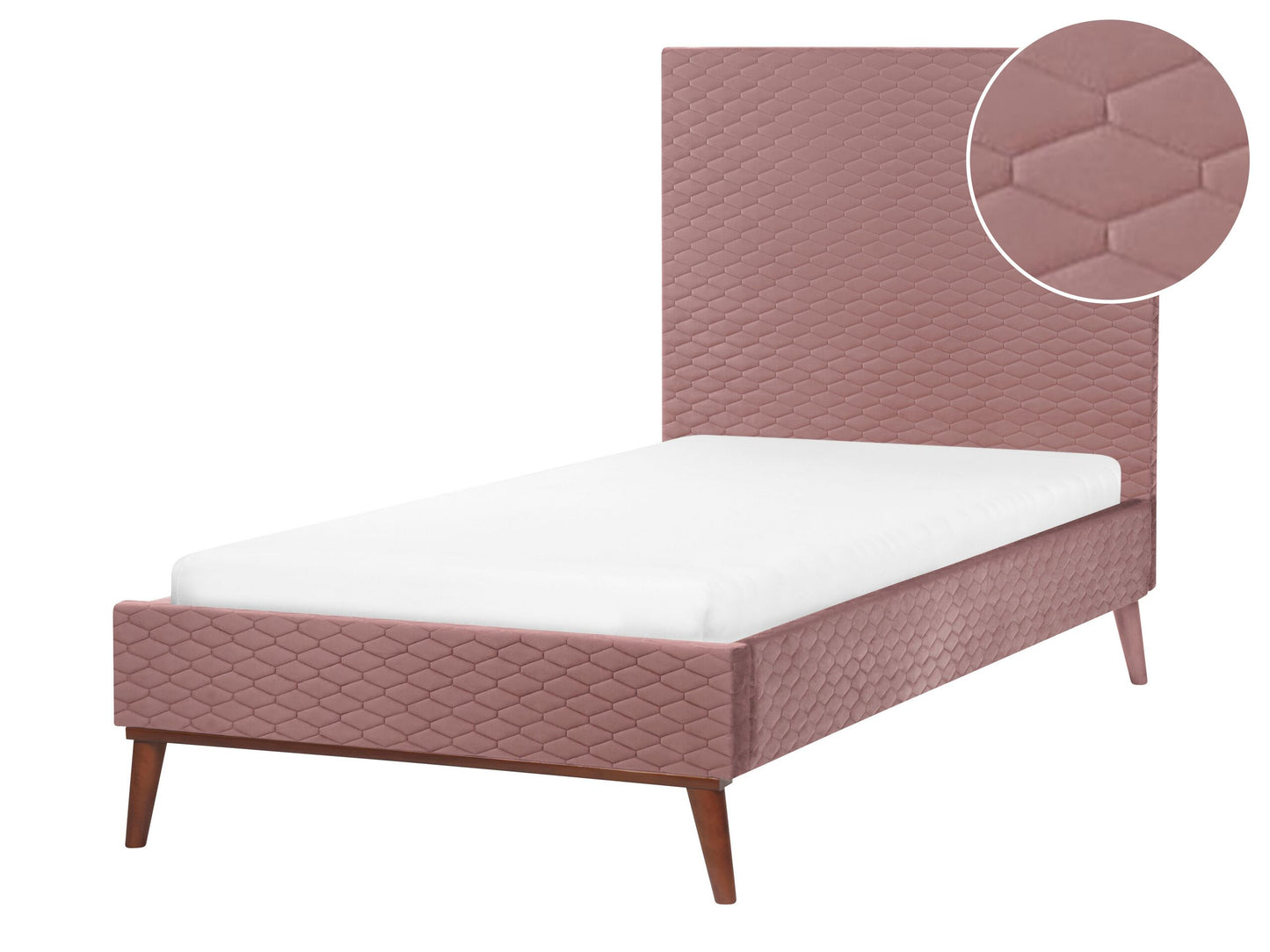 EU 3ft Pink Velvet Upholstered Honeycomb Headboard