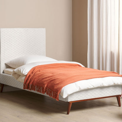 Off White Velvet EU Single Bed 3ft Honeycomb Headboard