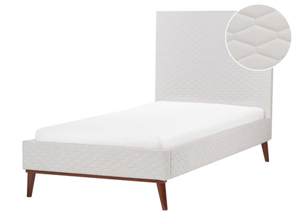 Off White Velvet EU Single Bed 3ft Honeycomb Headboard