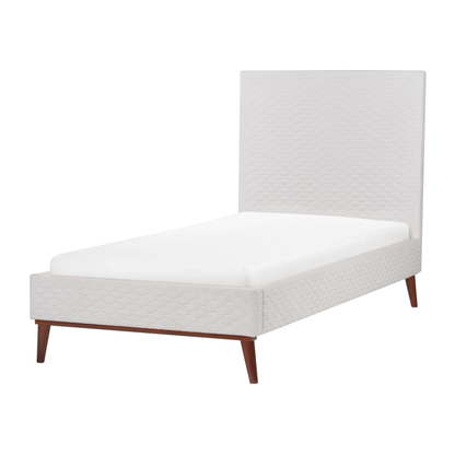Off White Velvet EU Single Bed 3ft Honeycomb Headboard